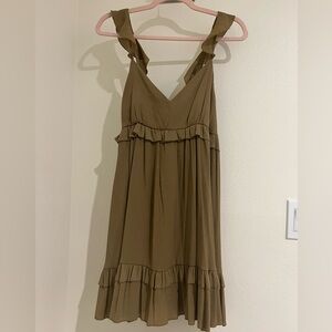 Zara Olive Ruffled Mini Dress